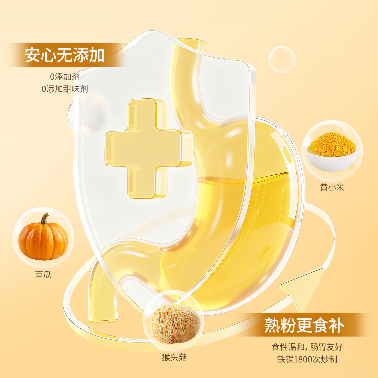 秦老太猴头菇小米南瓜粉营养润胃食品冲泡即食早餐米糊冲饮代餐粉