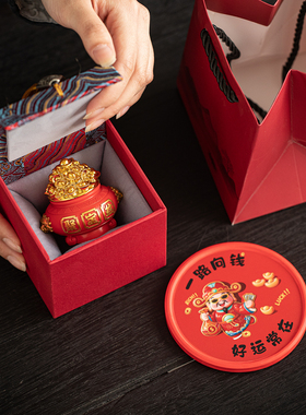 创意聚宝盆线香插托摆件红色喜庆