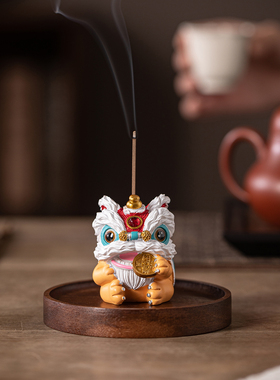 创意醒狮招财线香插摆件香托香炉