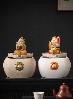 禅意流水摆件循环水门厅入户祝福