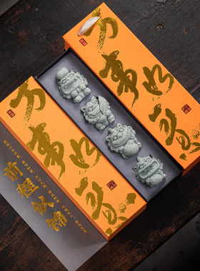 青砂石招财新中式桌面小狮子礼品