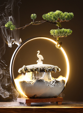 中式招财a流水摆件假山喷泉创意客厅办公室桌面装饰品乔迁开业送