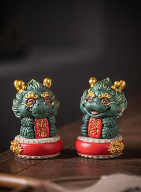 青砂石招财可爱桌面生肖龙送礼品