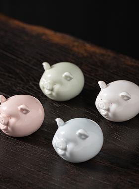 陶瓷招财可爱茶桌小猪茶宠装饰品