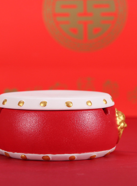 烟灰缸私人定制红鼓喜庆桌面装饰