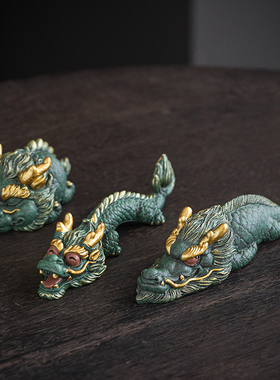 青砂石笔架可爱桌面青龙摆件装饰