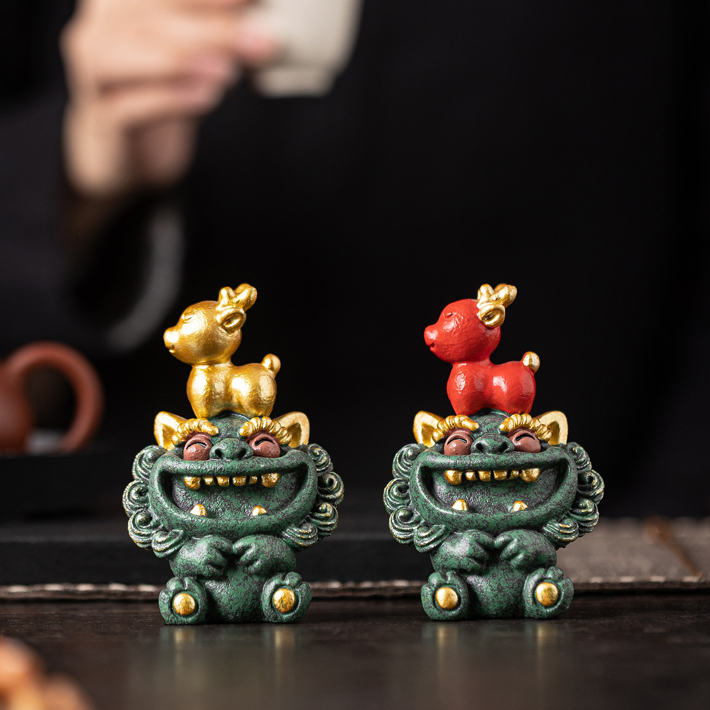 国潮指鹿为马招财桌面摆件家居装饰工艺品可爱风狮爷文创礼品盒装,淘宝优惠券,粉丝福利购,淘宝优惠卷