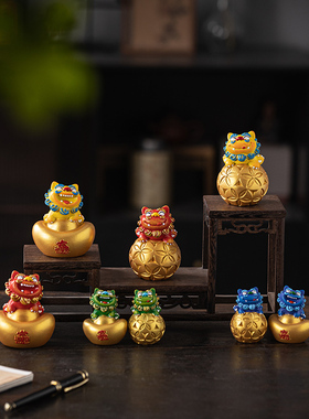 国潮风狮爷文创礼品可爱狮子摆件