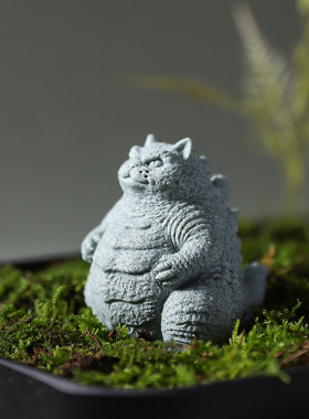 创意喵斯拉茶宠茶玩摆件桌面装饰