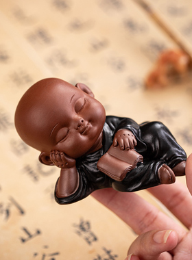 中式禅意白瓷小和尚线香插装饰品