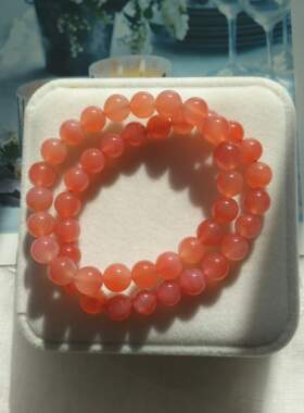 天然蜜桃粉玛瑙饰品手串闺蜜礼物