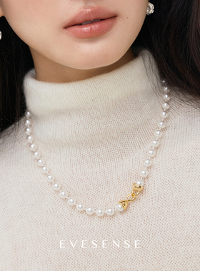 高级感轻奢强光正圆珍珠锁骨链