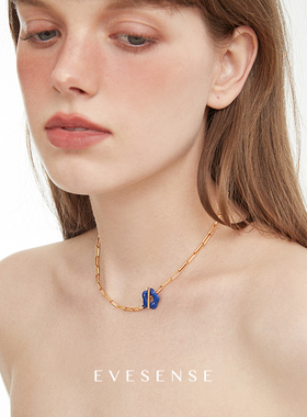 EVESENSE蓝色珐琅OT扣项链