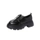 British thick-soled small leather shoes black loafers for women