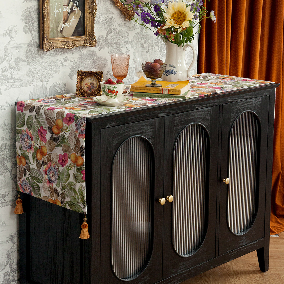 美式桌旗复古法式田园高级感电视柜桌布盖布边柜茶几长条床旗定制,淘宝优惠券,粉丝福利购,淘宝优惠卷