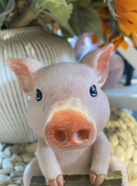 可爱的猪猪树脂装饰摆件餐厅玄关家居小饰品保持干净警示牌