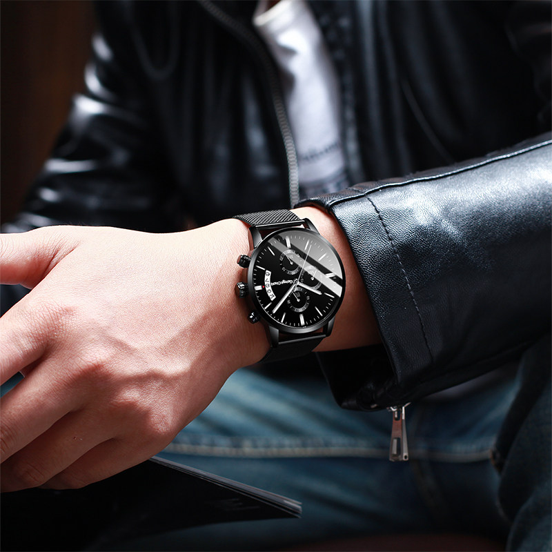 概念全自动韩版潮流高中钢带机械表 乔治伯爵手表国产腕表