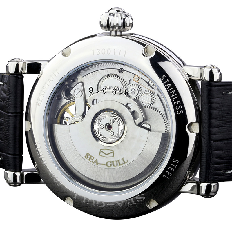 正品海鸥男真皮全自动机械男表 海鸥表云商合一国产腕表