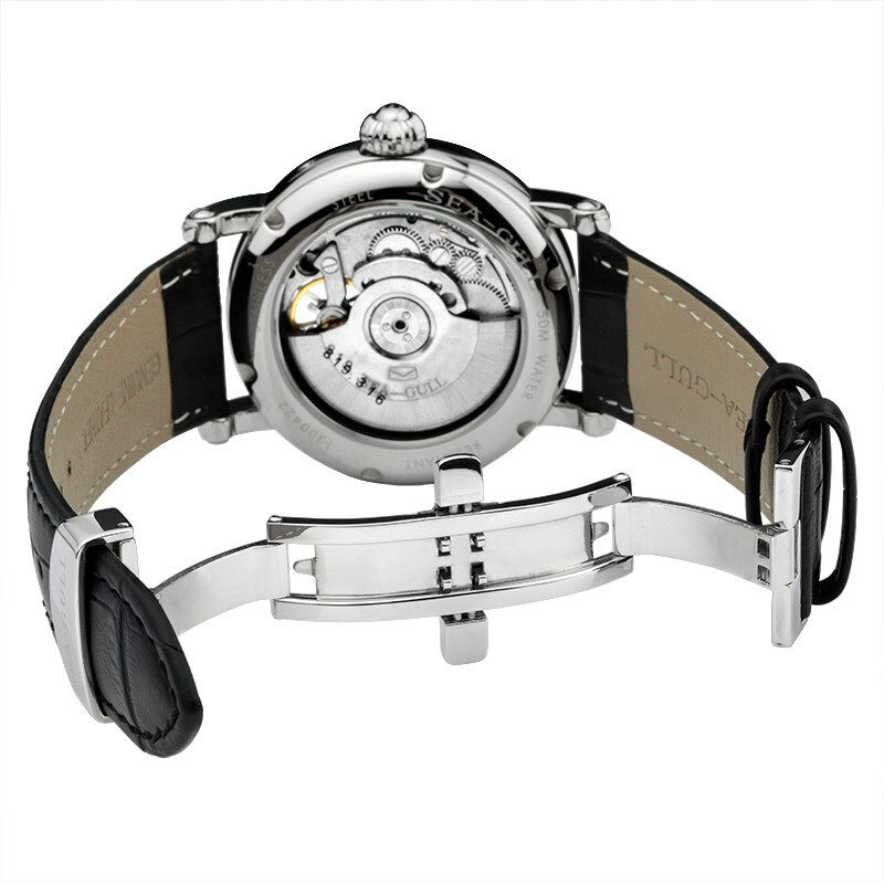 正品海鸥男真皮全自动机械男表 海鸥表云商合一国产腕表