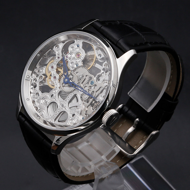 新款正品海鸥手表镂空表男钻石机械表复古薄款皮带819.15.5058VK