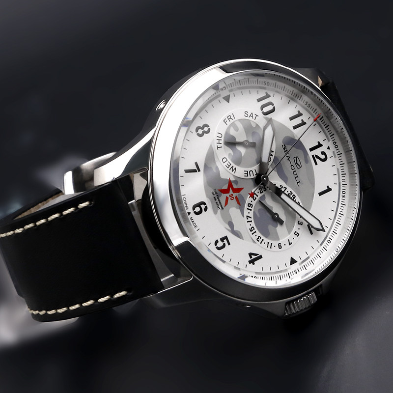 海鸥手表限量迷彩夜光男士多功能休闲运动自动机械腕表R1927系列