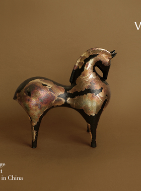 轻奢黑金抽象艺术马摆件乔迁礼品