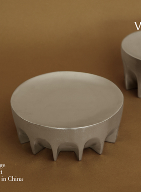 印度进口铝制银色几何装饰摆盘