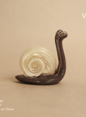 复古手工玻璃蜗牛摆件桌面工艺品