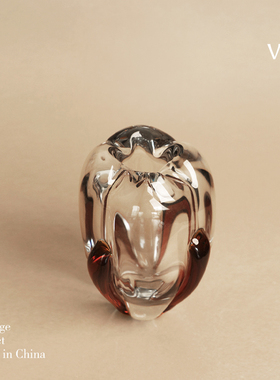 中古风手工玻璃花瓶摆件水晶花器