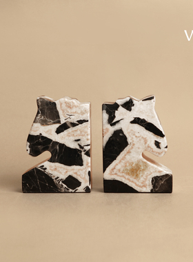 梵其轻奢大理石骏马书档摆件