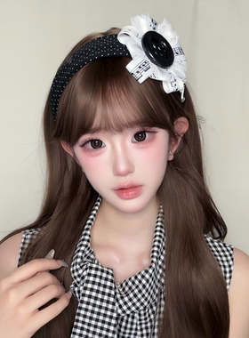 Miiro Cat设计感彩色大纽扣百搭波点高颅顶发箍少女宽边头箍韩