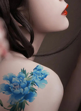 彩色纹身贴遮疤痕蓝色背部持久女