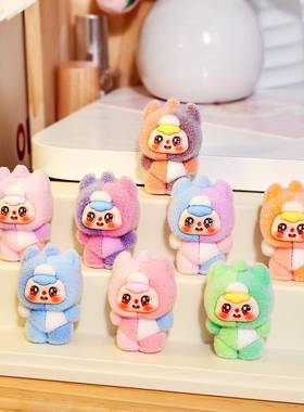 卡通创意植绒拼色豆包萌粒公仔 diy钥匙扣配件潮玩文创桌面小摆件