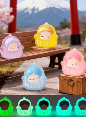 透色夜光达摩萌粒公仔树脂工艺品车载桌面小摆件直播盲袋配件