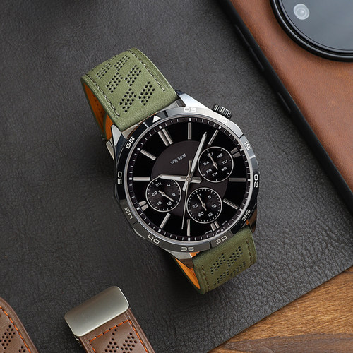 手表带男款真皮磁吸扣洞洞透气表链代用卡西欧万国天梭DW浪琴天王 - 图3