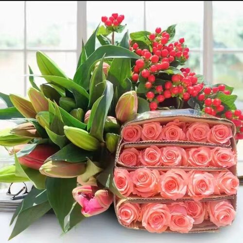 【鲜花4件套9.9】基地鲜花香水百合玫瑰康乃馨向日葵花束昆明直发 - 图3
