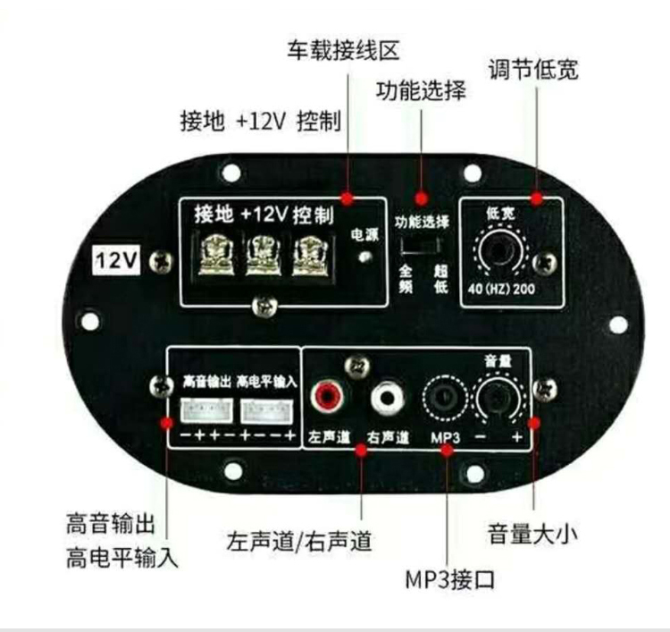 汽车低音炮音响车载6寸8寸12V有源功放大功率喇叭音箱重低音改装 - 图1