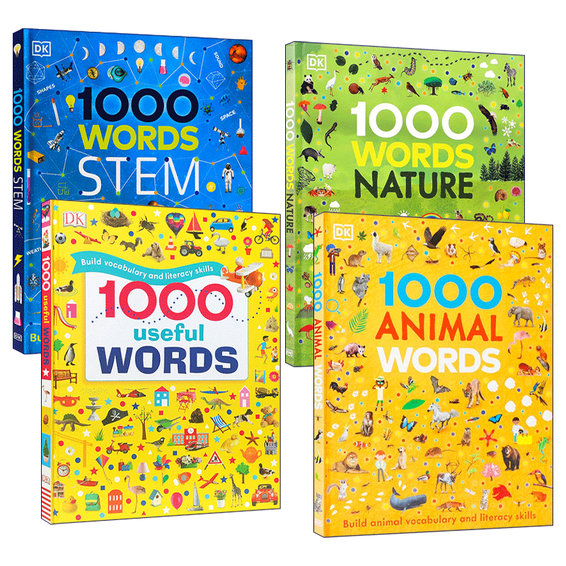 英文原版 1000 Words series 1000个词汇系列4册 儿童科普英语单词学习书 阅读写作技能提升 英文版 进口英语原版书籍
