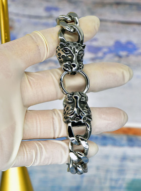 ins冷淡风钛钢豹子头配饰手链