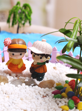 邻家情侣 苔藓微景观迷你工艺品摆件DIY蛋糕配件