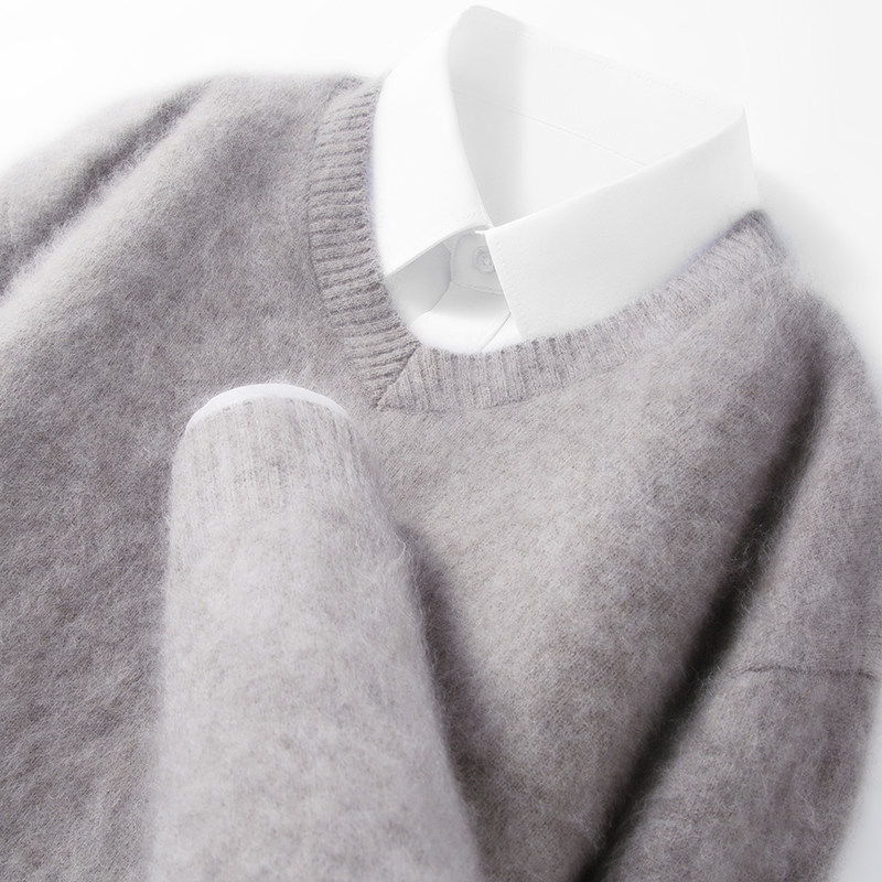 鄂尔多斯市100%纯山羊绒衫男V领针织毛衣冬季加厚拉毛绒感羊毛衫,淘宝优惠券,粉丝福利购,淘宝优惠卷