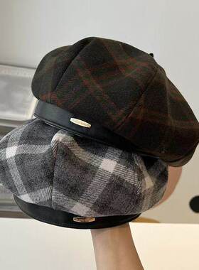 贝雷帽女秋冬英伦复古格