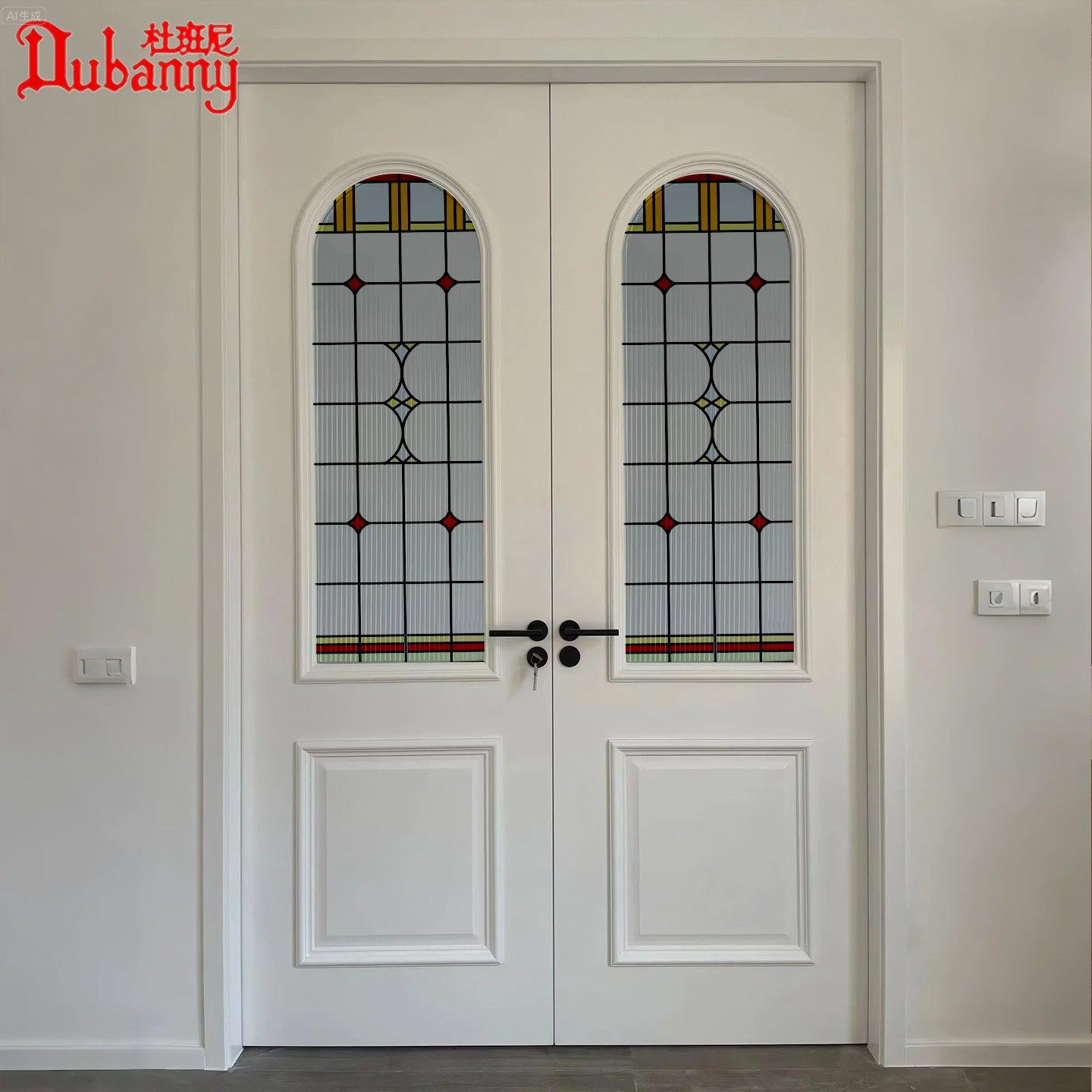 French retro double-open bedroom and living room with American double doors
