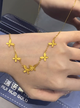 金包银新中式高级感漫天飞舞蝴蝶项链女项时尚锁骨链生日礼物