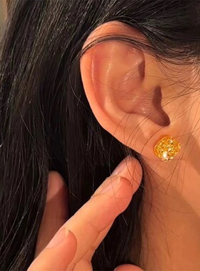金色饰品拉丝小方糖耳钉女款耳环耳饰送女友节日礼物