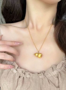 金色饰品 点钻拉丝葫芦吊坠古法实心鎏丝绒福禄项链女精致百搭