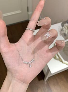 高级设计感新蕾丝水滴锆石项链
