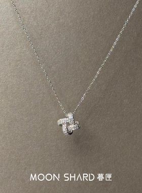 爆闪满钻几何交叉项链简约时尚百搭秋冬毛衣链韩系气质高级锁骨链