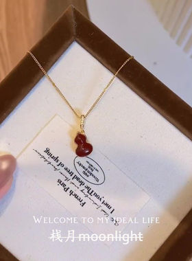 新中式红色滴釉葫芦吊坠项链双面设计轻奢20205新款新年锁骨链