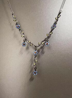 中古小花项链颈链复古花朵锁骨氛围2025简约夏季爆款森系新款小众